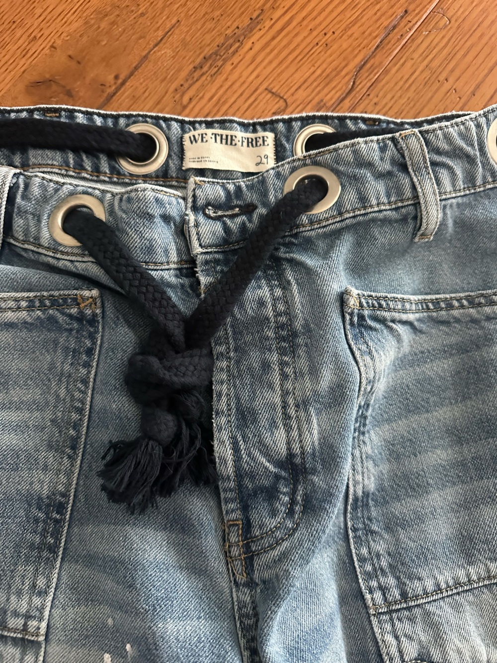 Free People We The Free Moxie Liw Slung Pull On Barrel Jeans in Timeless Blue 29 - Picture 4 of 8